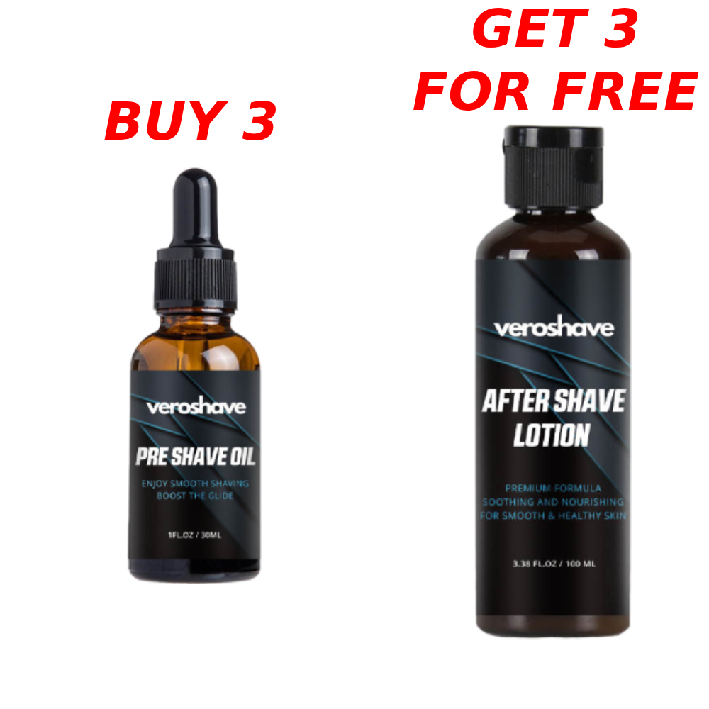 3 Pre-Shave Oils + 3 Aftershaves Free