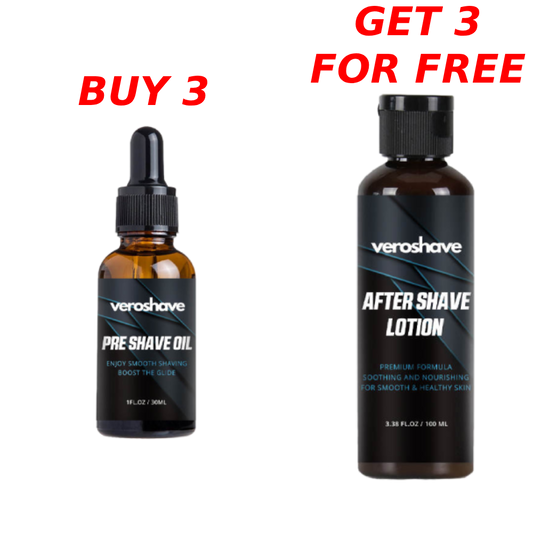 3 Pre-Shave Oils + 3 Aftershaves Free