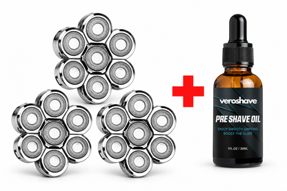 Three VEROSHAVE 7D blades with a free Pre-Shave Oil